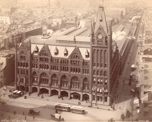 ペンシルベニア鉄道駅、ペンスクエアのマーケットストリートウェスト、1889（アルブメンプリント）